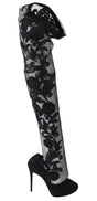 Dolce & Gabbana Embroidered Floral Over-Knee Boots - Hilstor