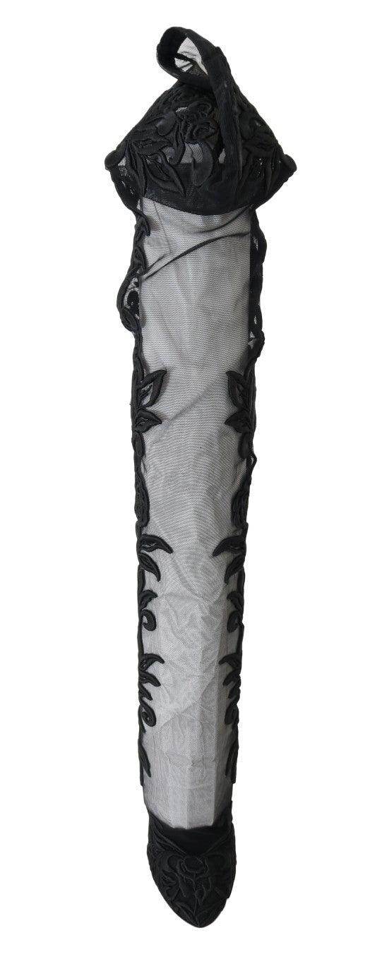 Dolce & Gabbana Embroidered Floral Over-Knee Boots - Hilstor