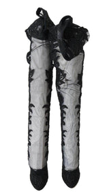 Dolce & Gabbana Embroidered Floral Over-Knee Boots - Hilstor