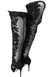 Dolce & Gabbana Embroidered Floral Over-Knee Boots - Hilstor