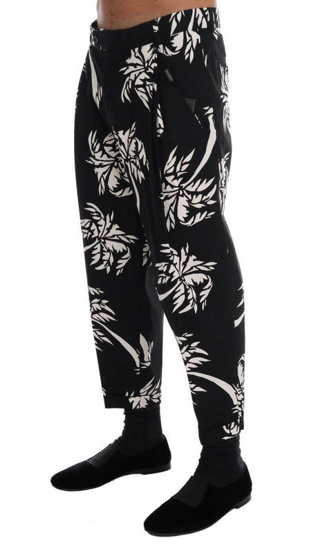 Dolce & Gabbana Black Tree Cotton Stretch Pants - Hilstor