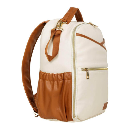 Small Diaper Backpack – Cappuccino, Lightweight Vegan Leather with Thermal Pockets, Designed in Estonia by Ally Scandic - Hilstor