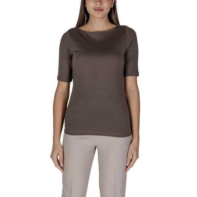 Street One Brown Cotton T-Shirt - Hilstor
