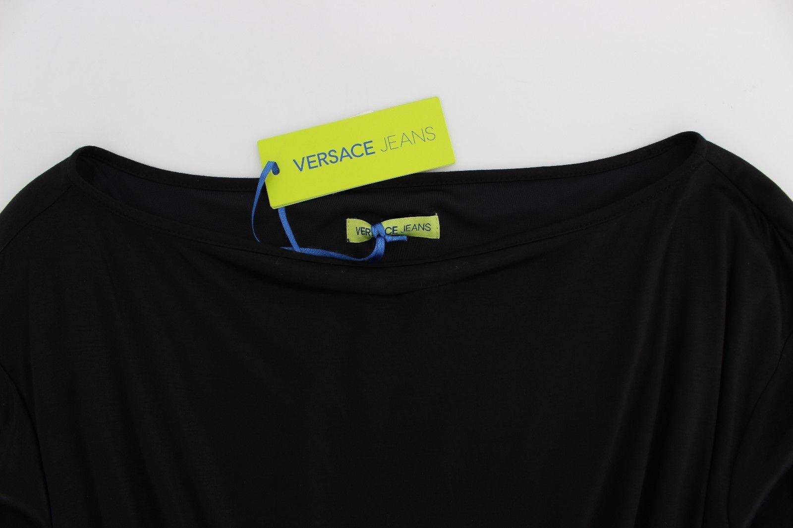 Versace Jeans Svart Modal Sidenklänning med Shift-knä