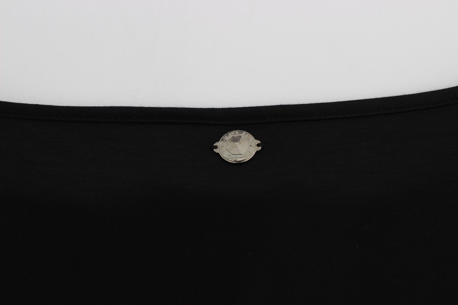Versace Jeans Svart Modal Sidenklänning med Shift-knä