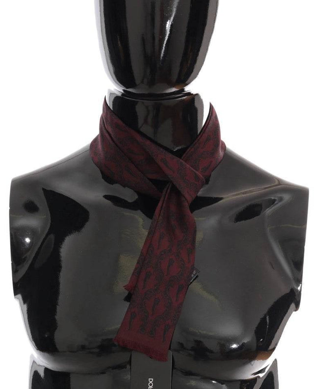 Dolce & Gabbana Bordeaux Silk Crown Chili Scarf - Hilstor
