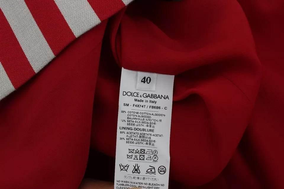 Dolce & Gabbana Silver Red Striped Above Knees Skirt - Hilstor