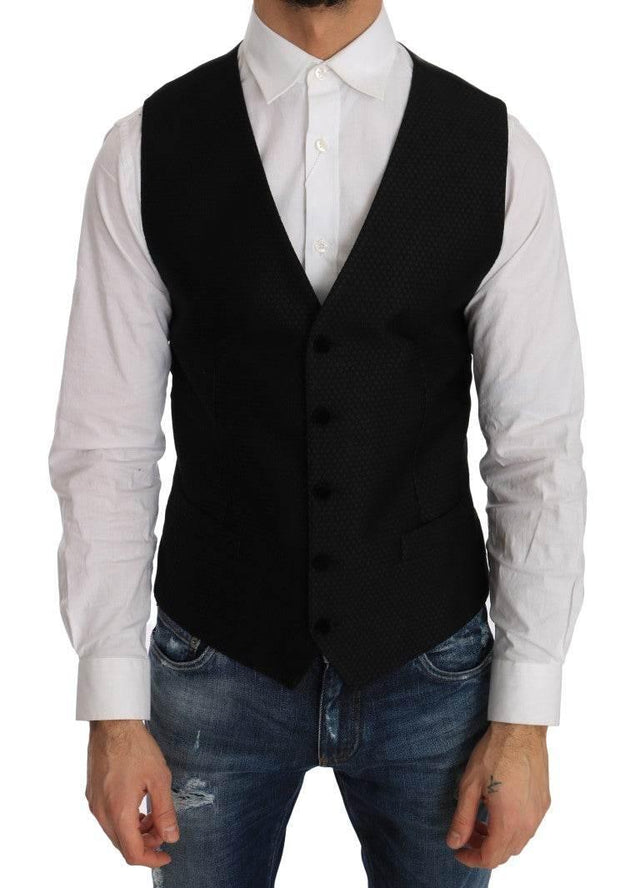 Dolce & Gabbana Elegant Polka Dot Black Dress Vest - Hilstor