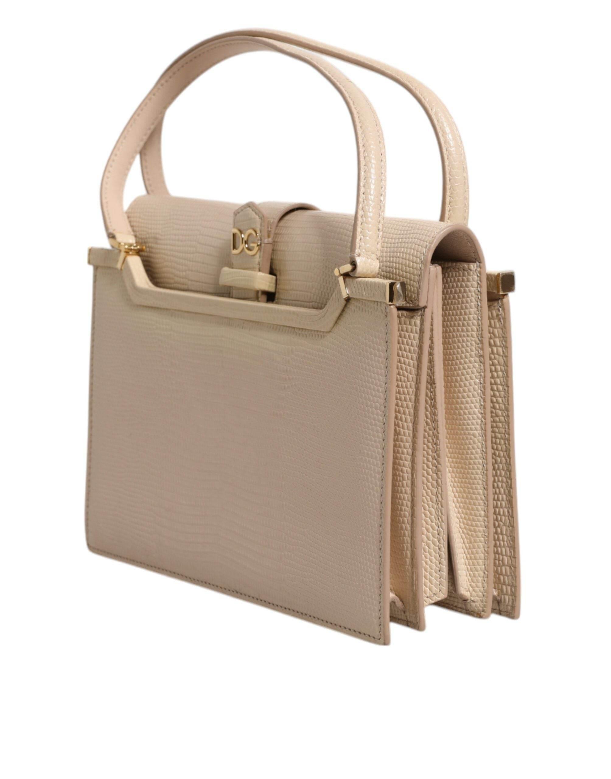 Dolce & Gabbana Beige Leather Ingrid Top Handle Shoulder Bag - Hilstor