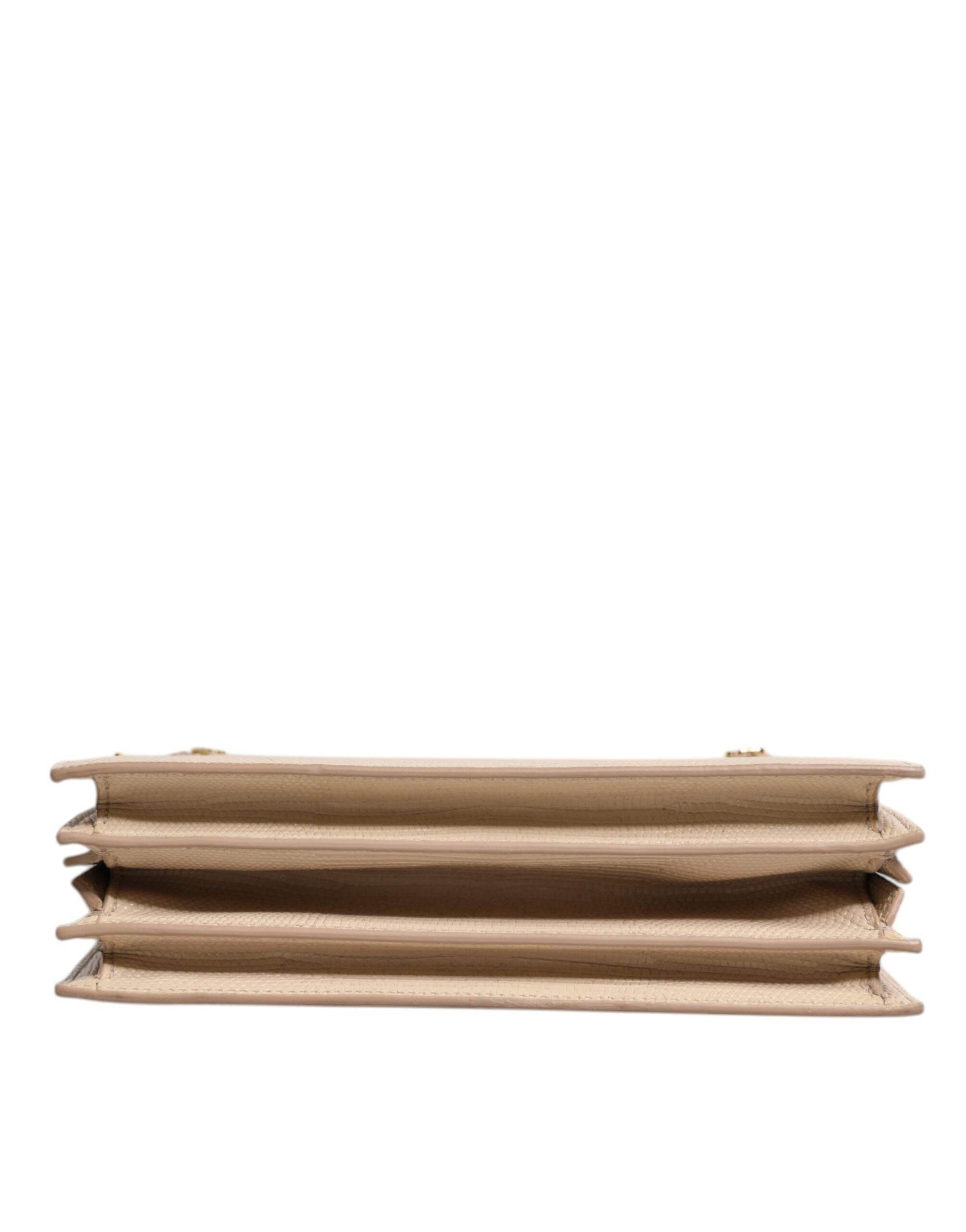 Dolce & Gabbana Beige Leather Ingrid Top Handle Shoulder Bag - Hilstor