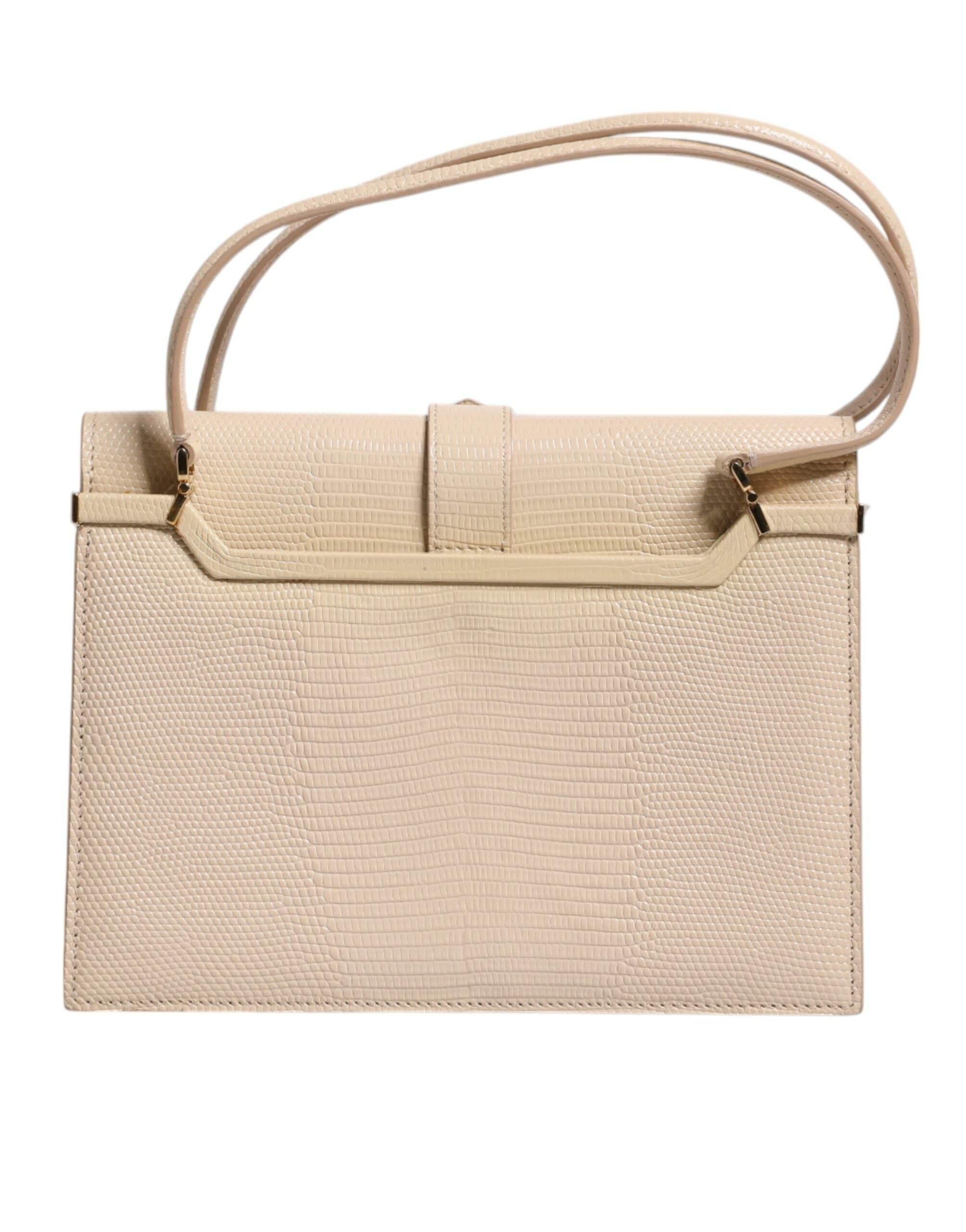 Dolce & Gabbana Beige Leather Ingrid Top Handle Shoulder Bag - Hilstor