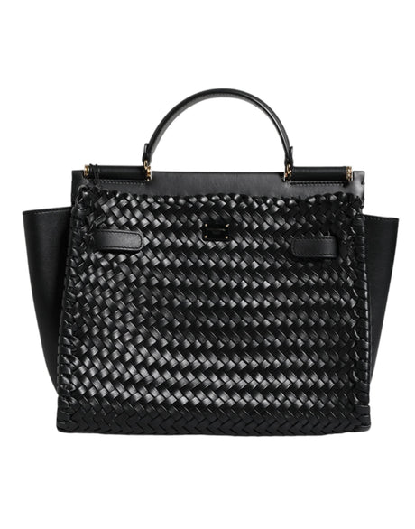 Dolce & Gabbana Black Leather Sicily Top Handle Shoulder Bag - Hilstor