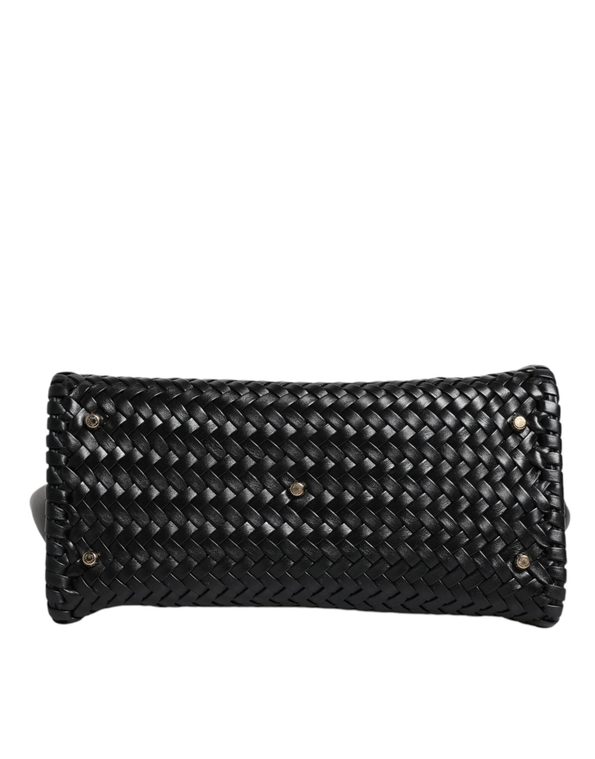 Dolce & Gabbana Black Leather Sicily Top Handle Shoulder Bag - Hilstor