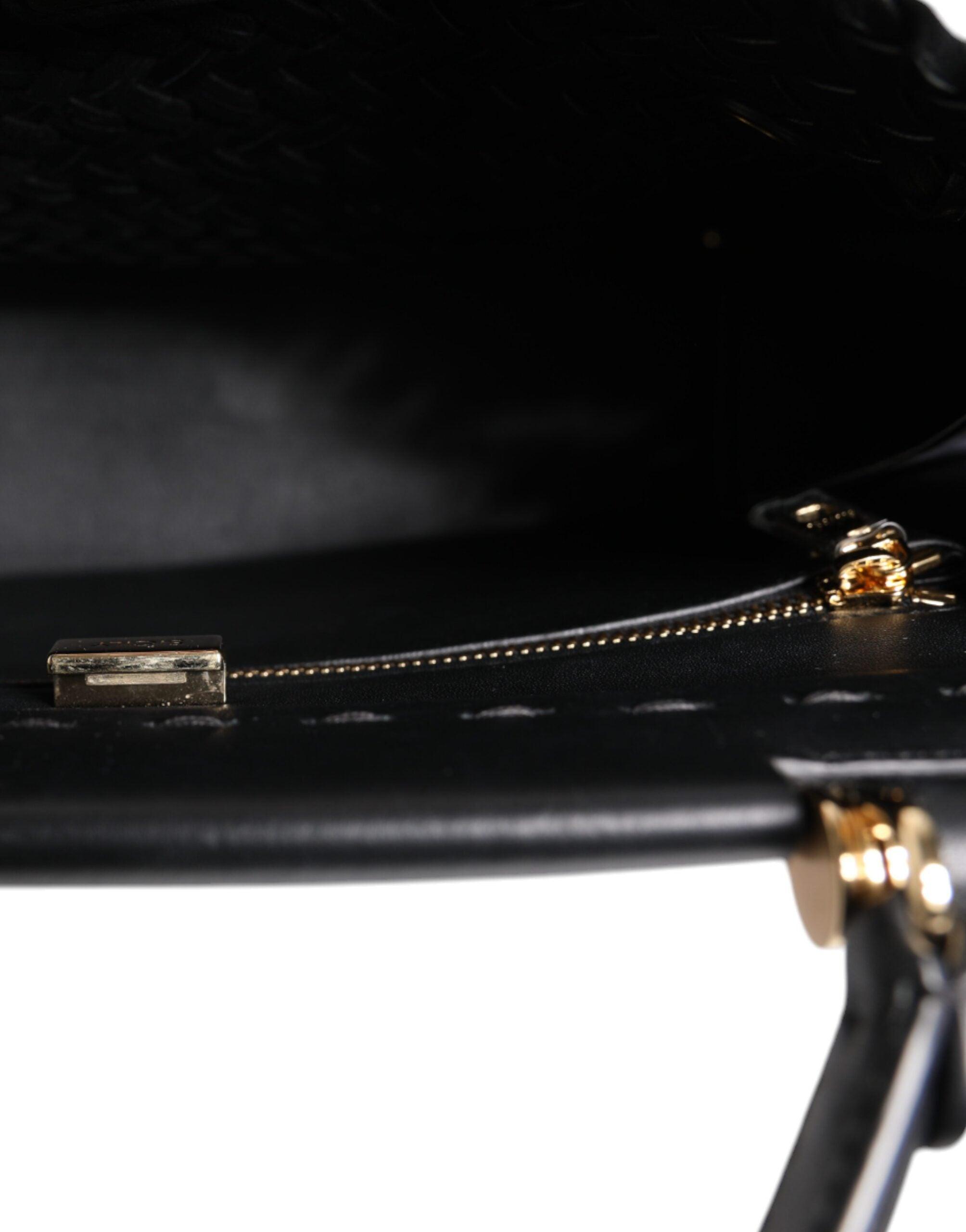 Dolce & Gabbana Black Leather Sicily Top Handle Shoulder Bag - Hilstor
