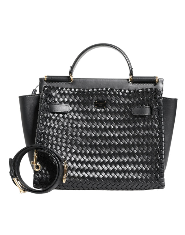 Dolce & Gabbana Black Leather Sicily Top Handle Shoulder Bag - Hilstor