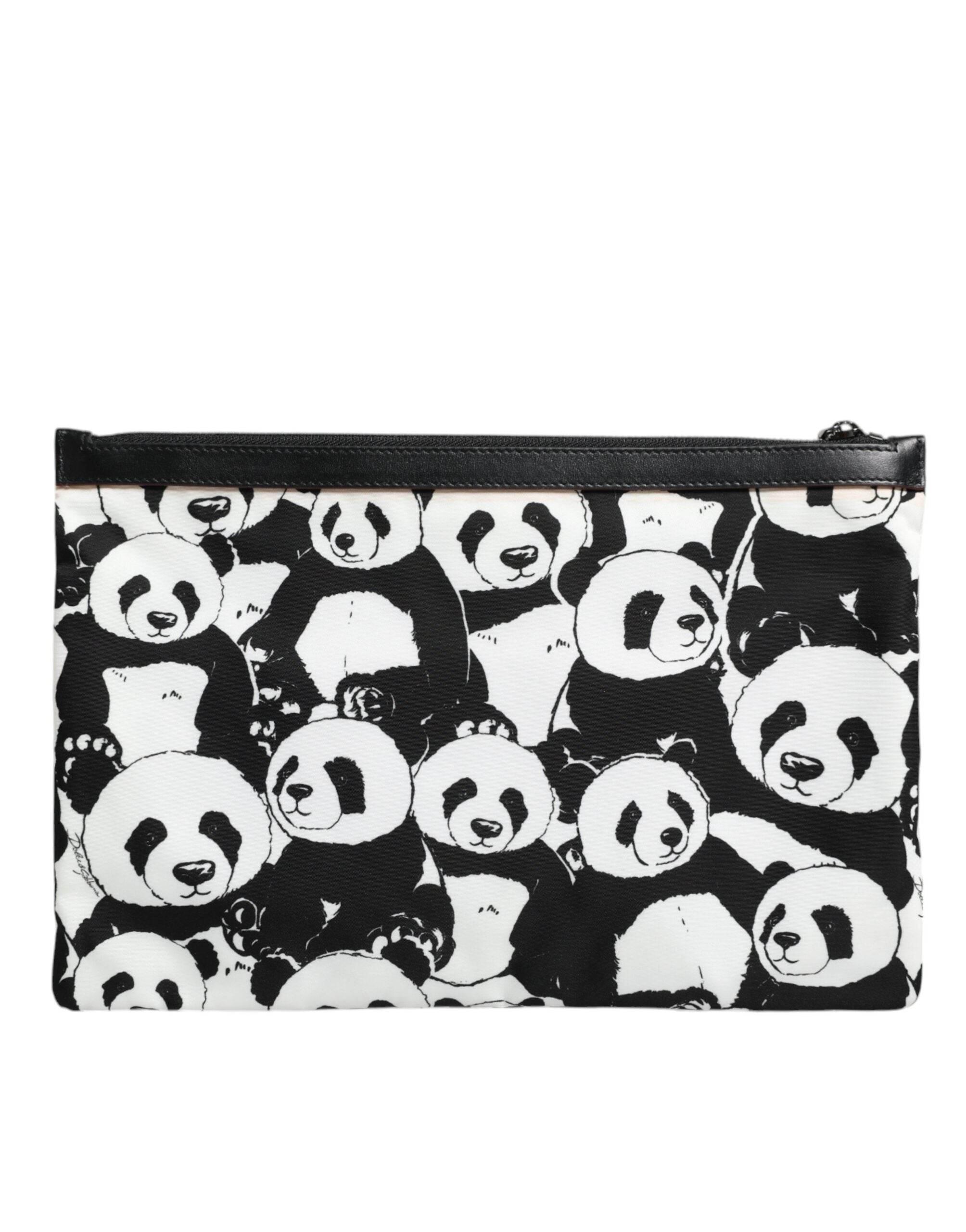 Dolce & Gabbana Black White Panda Pattern Clutch Pouch Bag - Hilstor