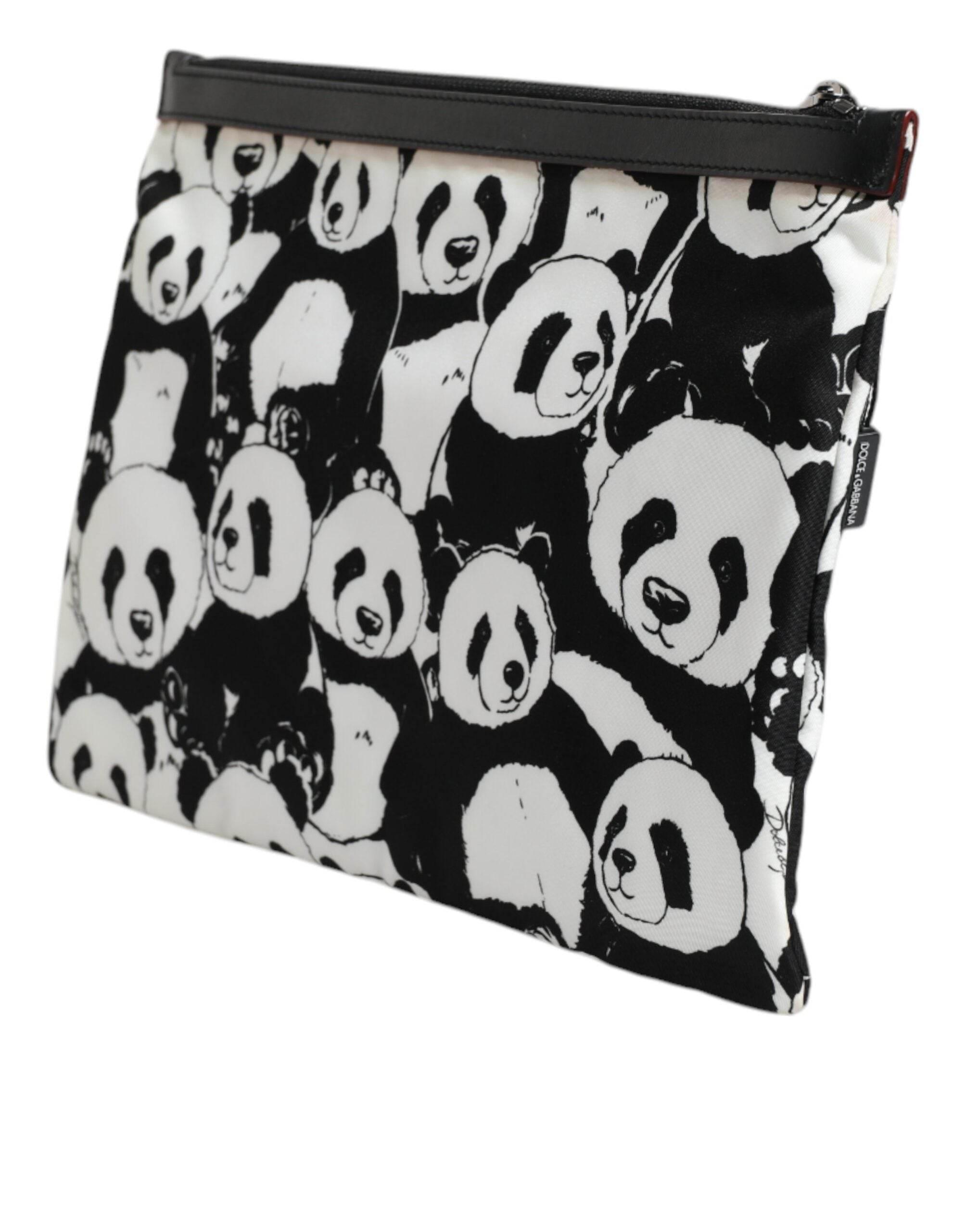 Dolce & Gabbana Black White Panda Pattern Clutch Pouch Bag - Hilstor