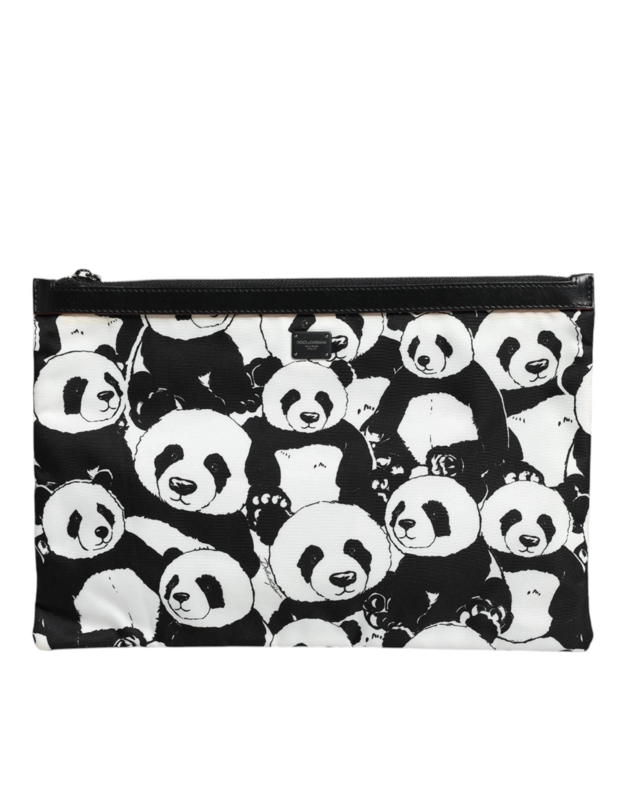 Dolce & Gabbana Black White Panda Pattern Clutch Pouch Bag - Hilstor