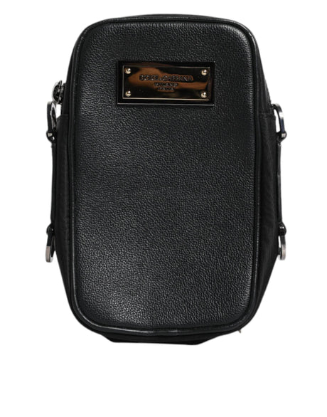Dolce & Gabbana Black Grain Leather Logo Plaque Clutch Bag - Hilstor