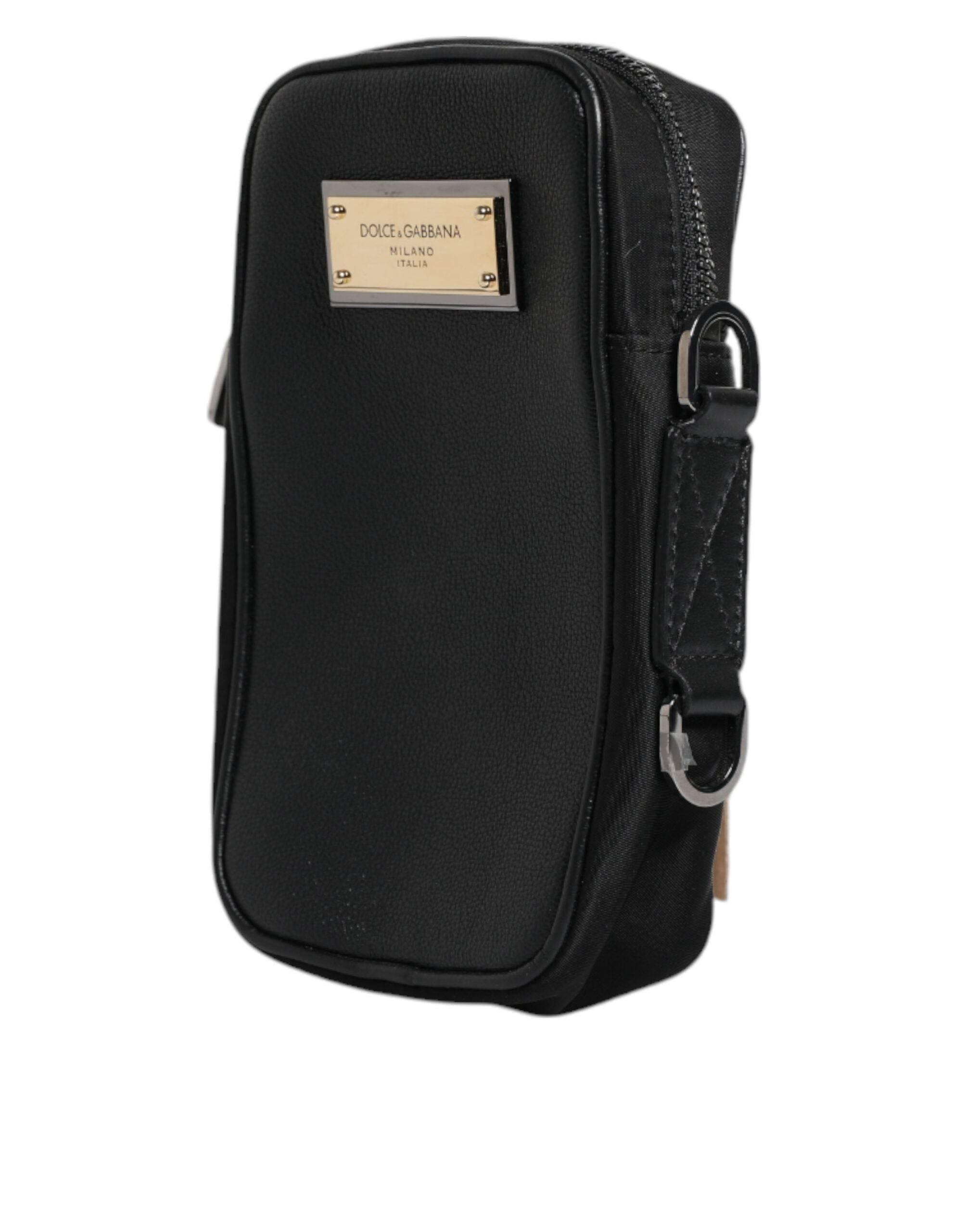 Dolce & Gabbana Black Grain Leather Logo Plaque Clutch Bag - Hilstor