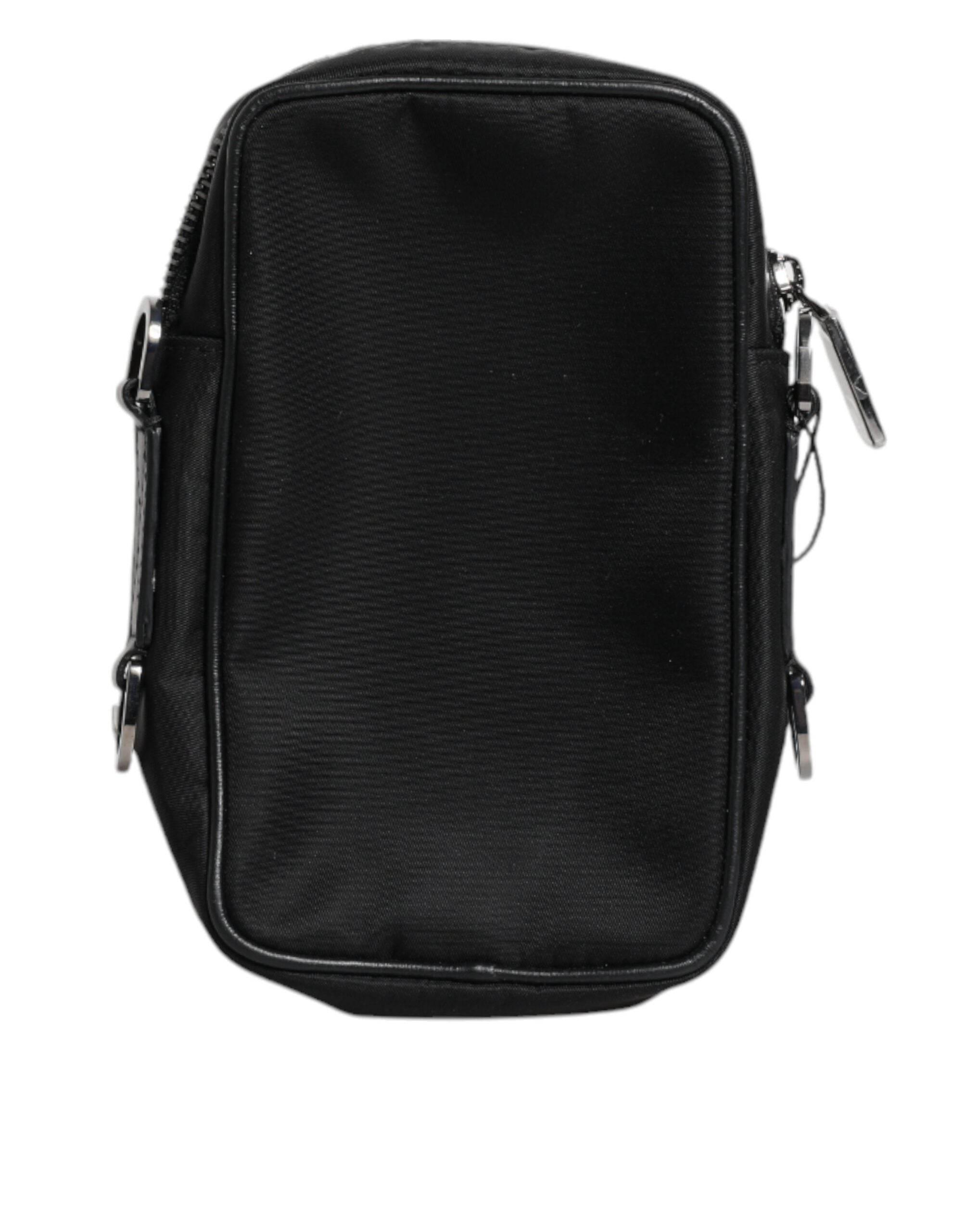 Dolce & Gabbana Black Grain Leather Logo Plaque Clutch Bag - Hilstor
