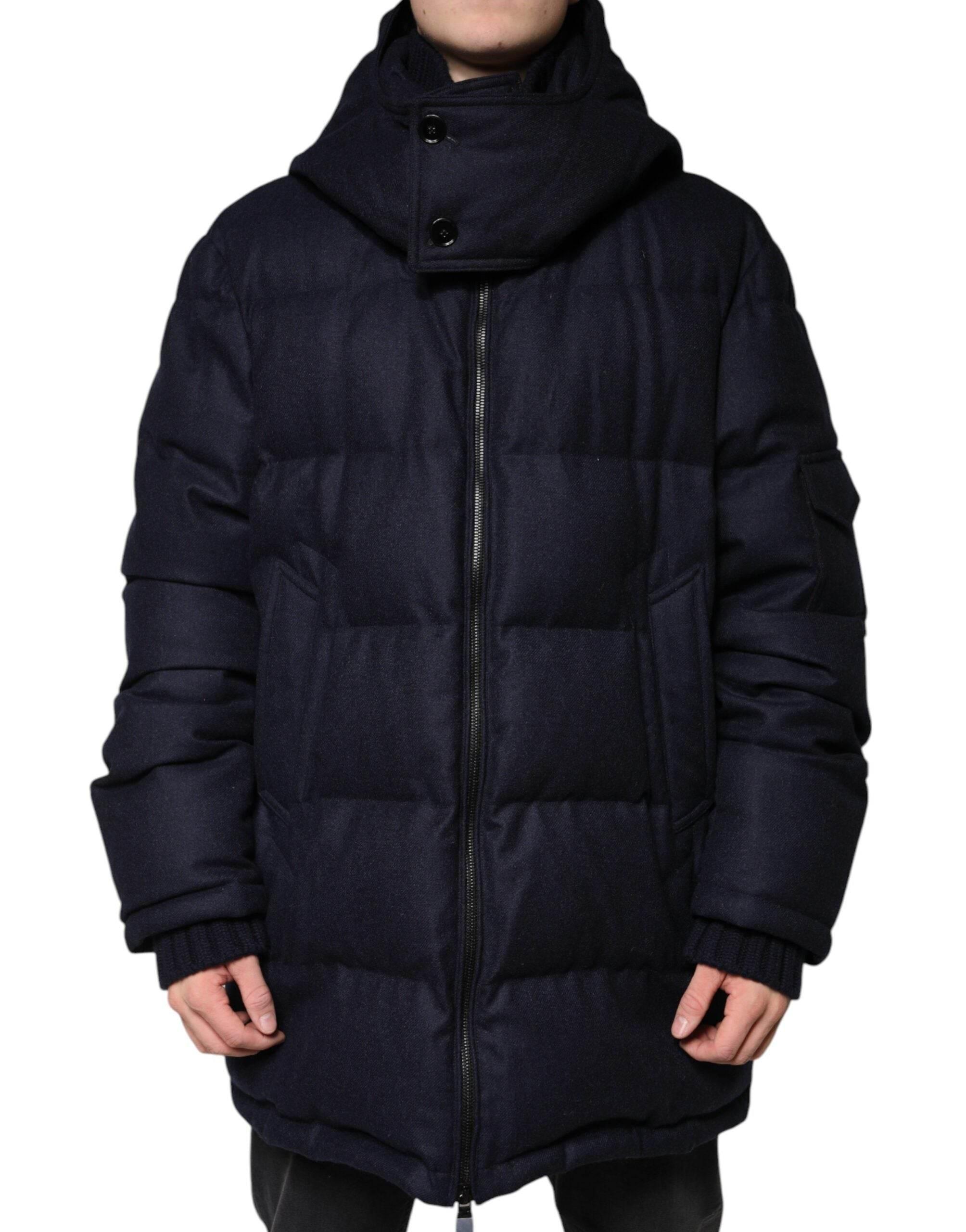 Dolce & Gabbana Black Nylon Hooded Puffer Men Coat Jacket - Hilstor