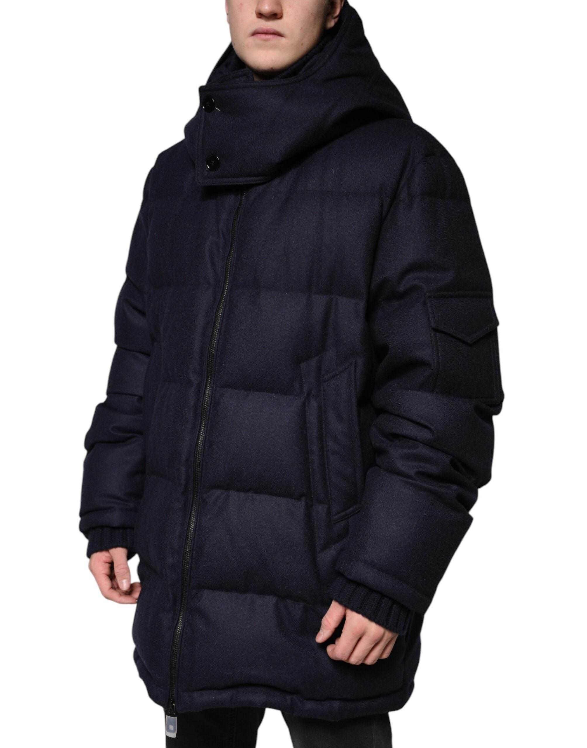 Dolce & Gabbana Black Nylon Hooded Puffer Men Coat Jacket - Hilstor