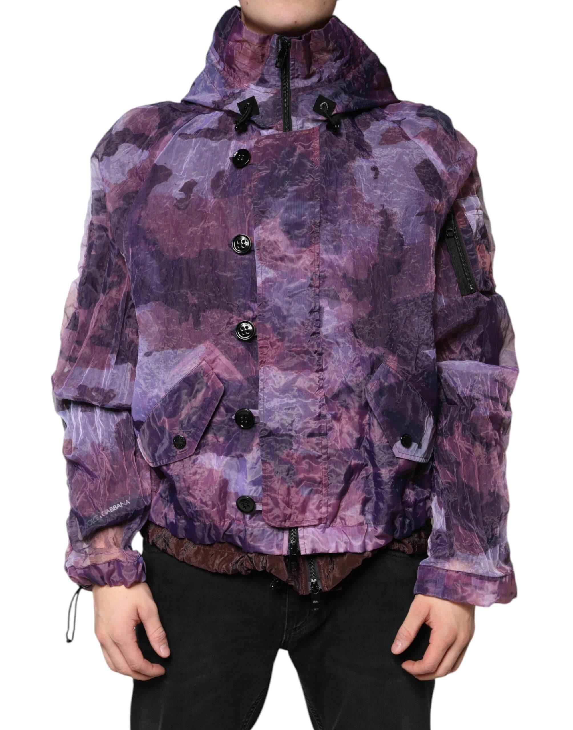 Dolce & Gabbana Purple Camouflage Hooded Men Blouson Jacket - Hilstor