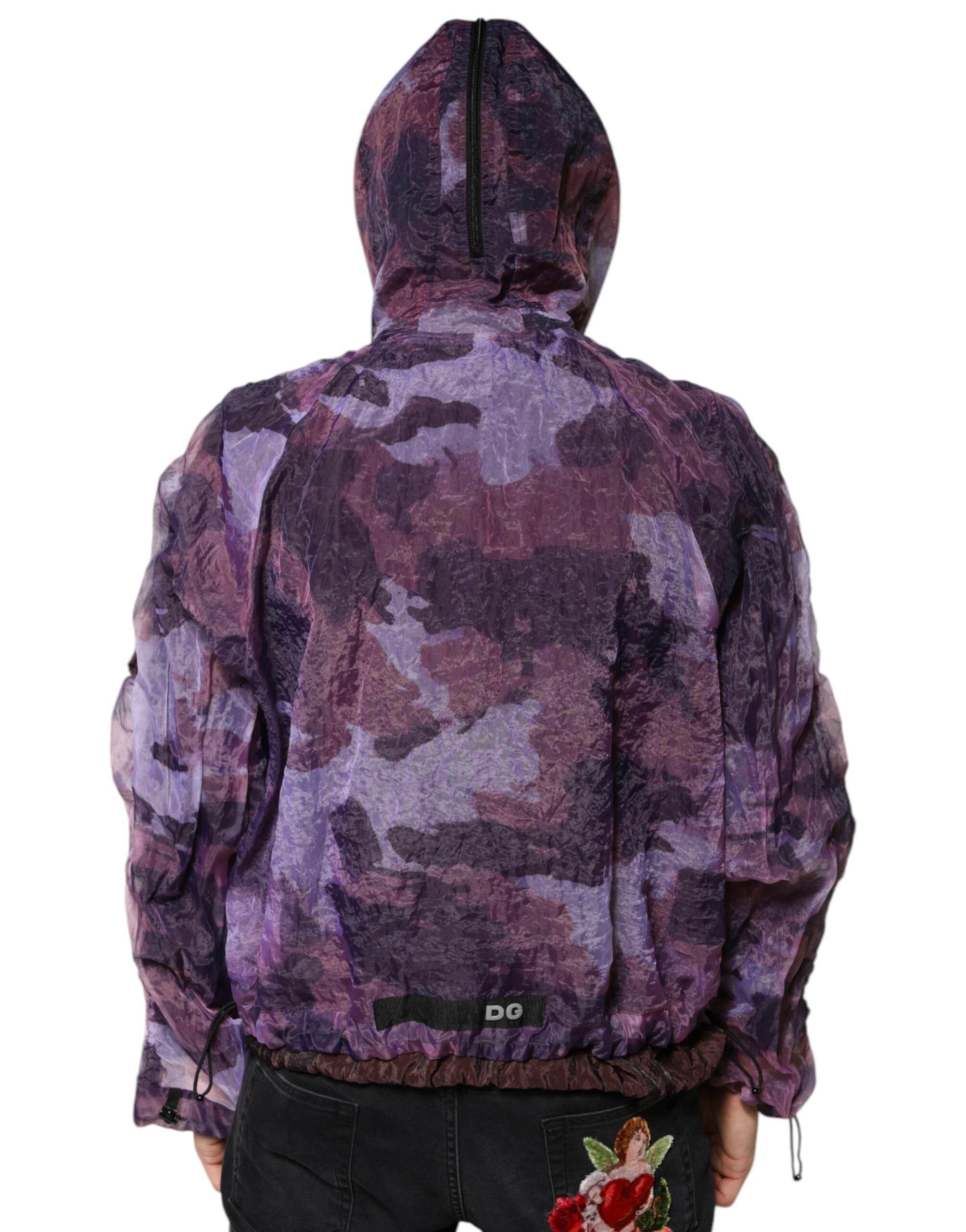 Dolce & Gabbana Purple Camouflage Hooded Men Blouson Jacket - Hilstor
