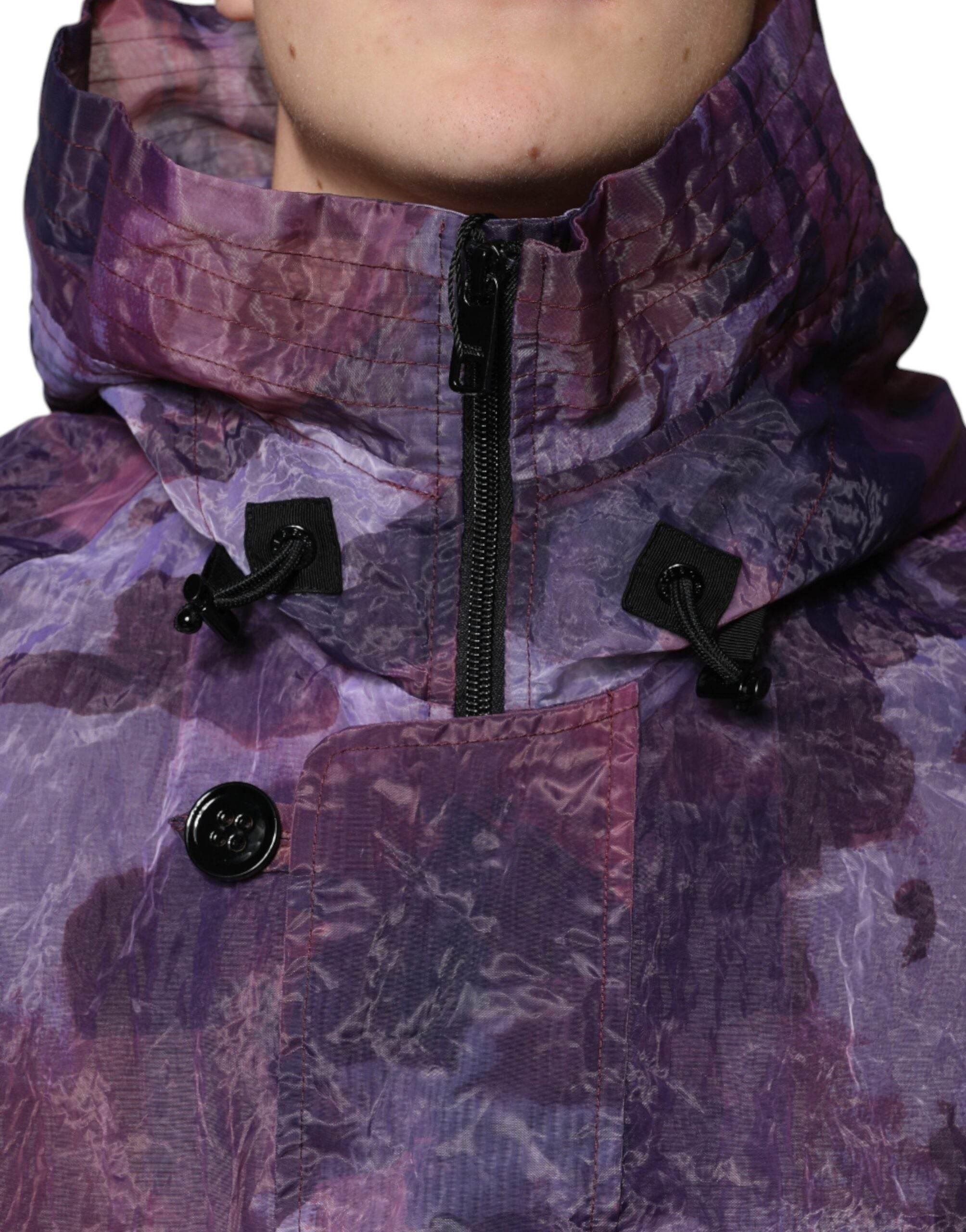 Dolce & Gabbana Purple Camouflage Hooded Men Blouson Jacket - Hilstor