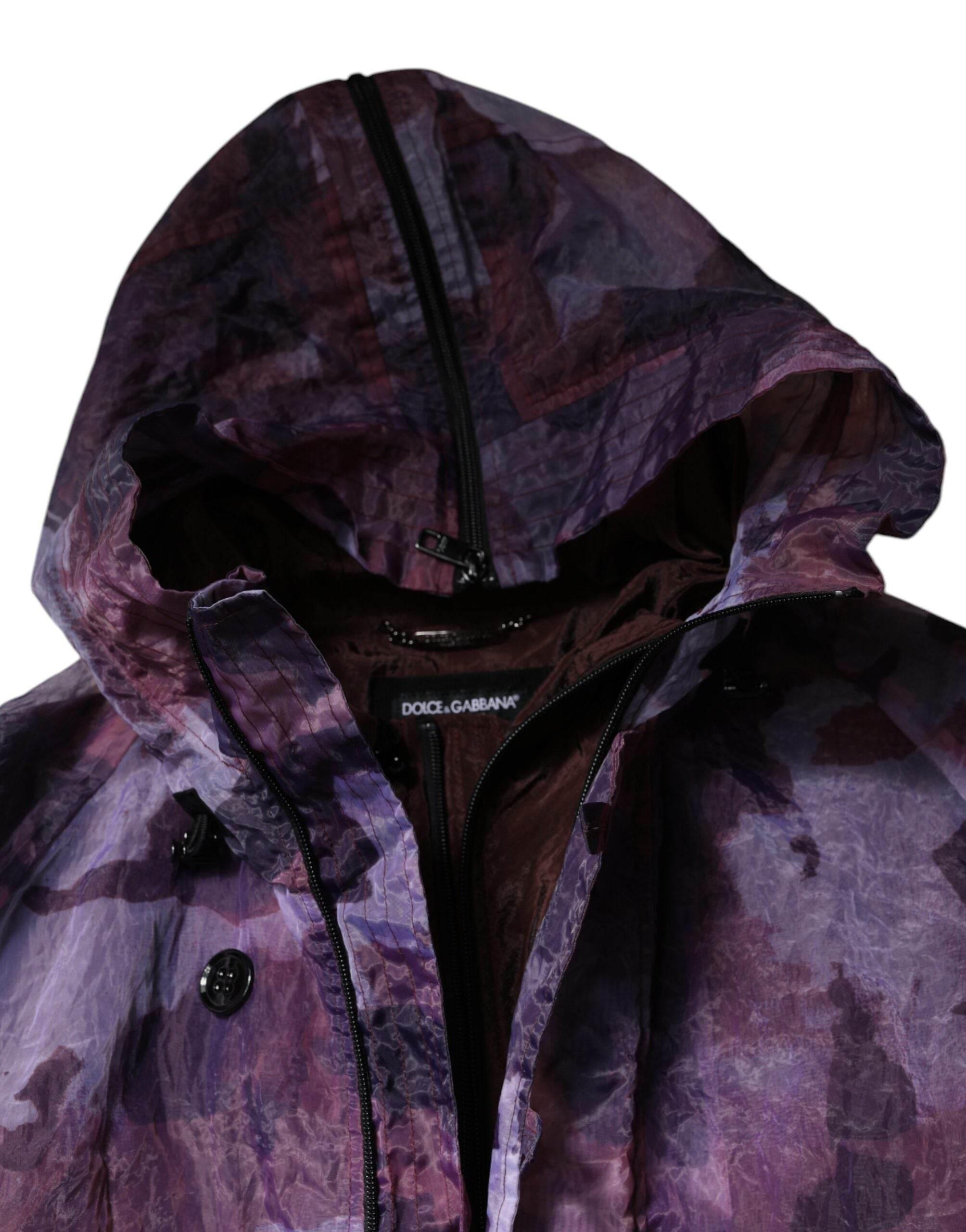 Dolce & Gabbana Purple Camouflage Hooded Men Blouson Jacket - Hilstor