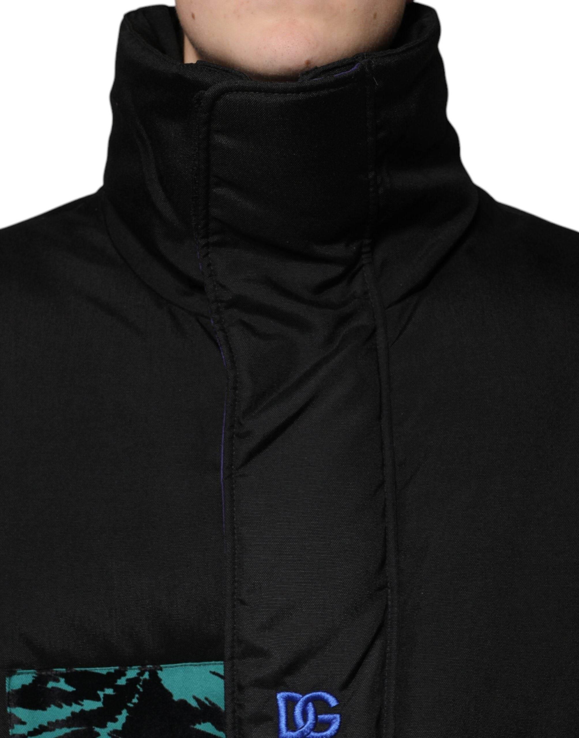 Dolce & Gabbana Black Nylon Puffer Men Full Zip Jacket - Hilstor