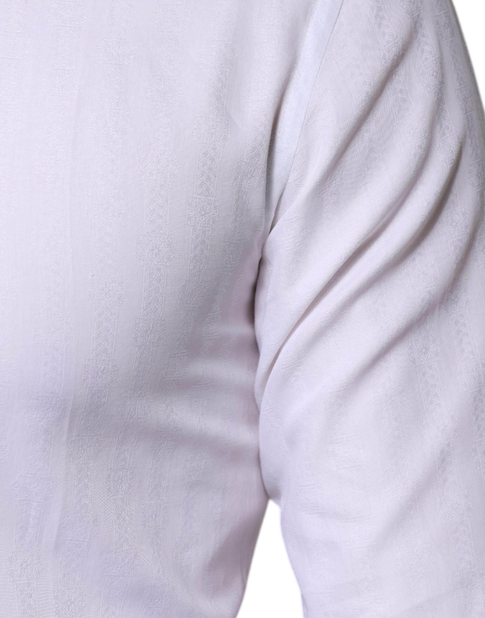 Dolce & Gabbana White Cotton Formal Men GOLD Dress Shirt - Hilstor