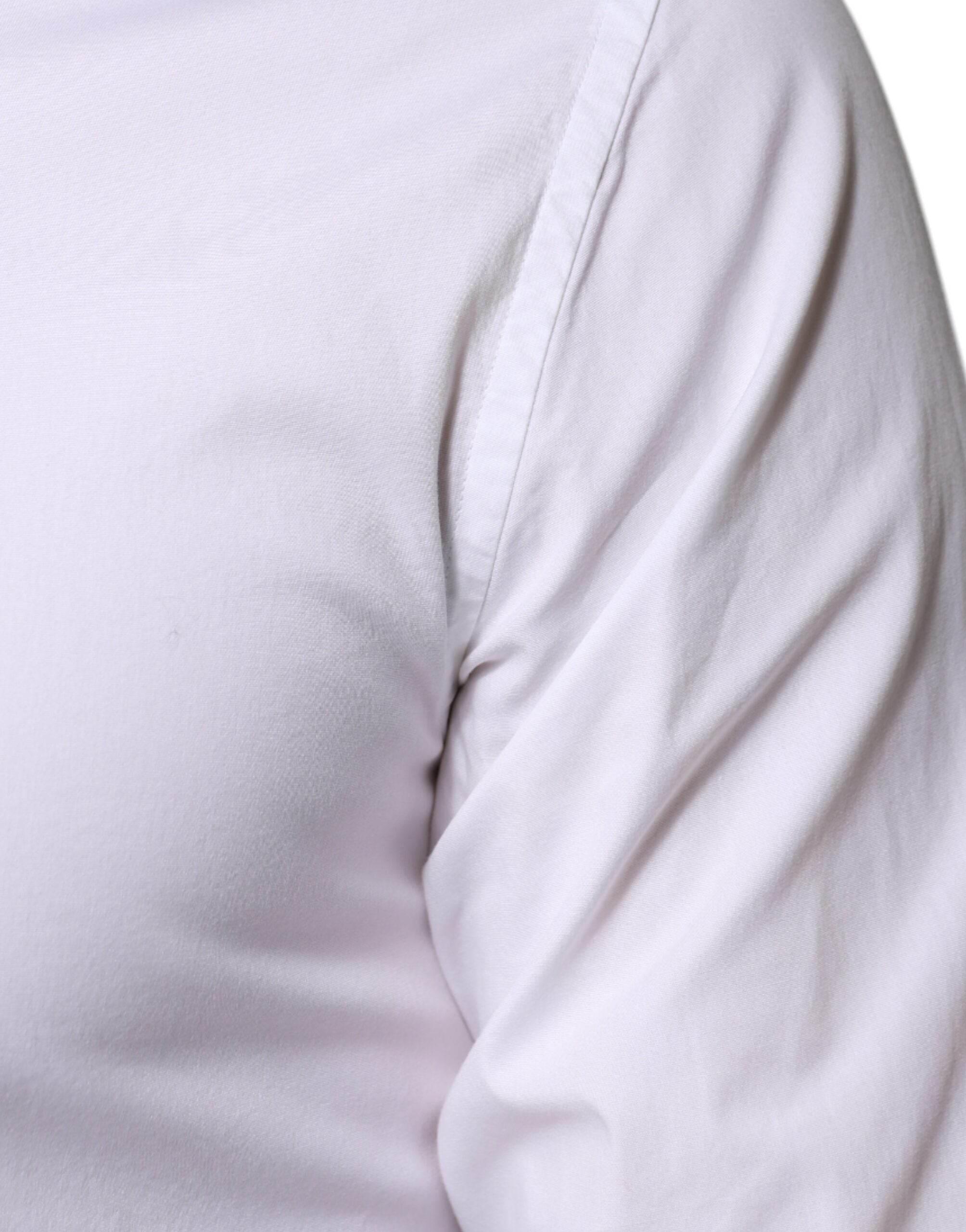 Dolce & Gabbana White Cotton Formal Men GOLD Dress Shirt - Hilstor