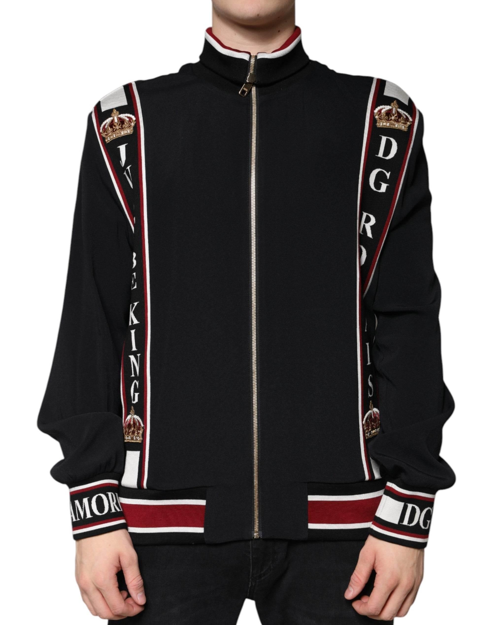 Dolce & Gabbana Black DG King Full Zip Sweatshirt Sweater - Hilstor