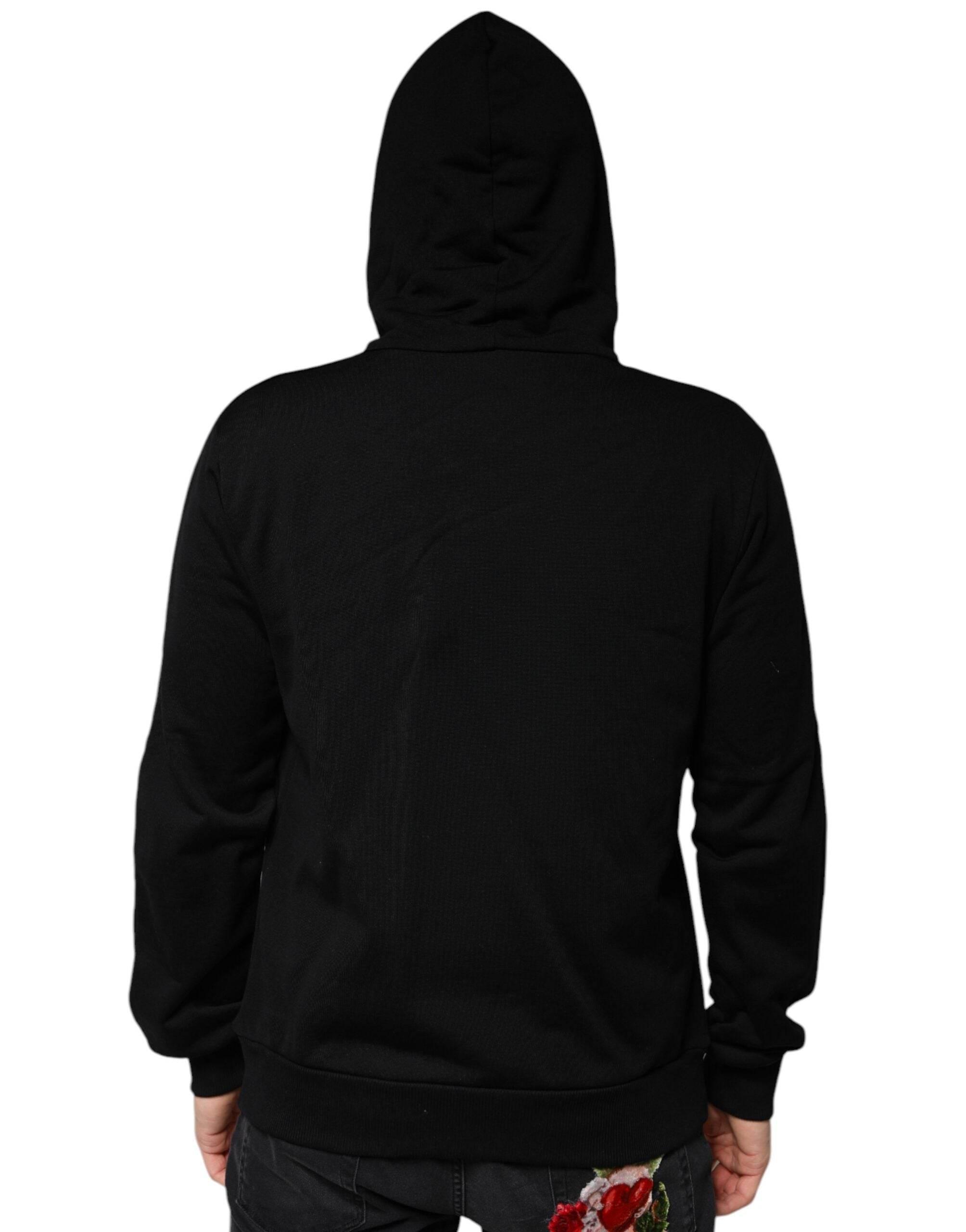 Dolce & Gabbana Black Crown Cotton Hooded Sweatshirt Sweater - Hilstor
