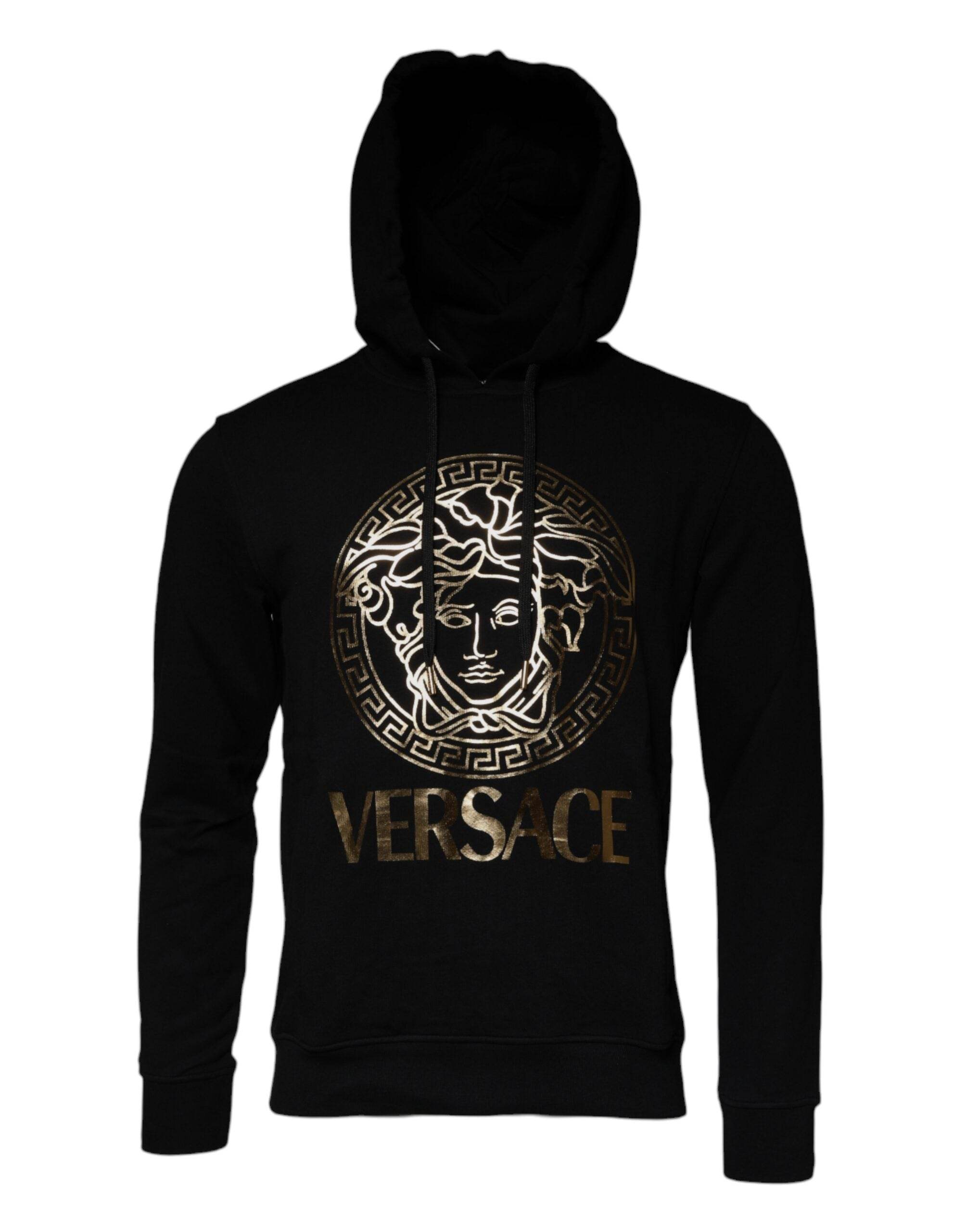 Versace Black Medusa Cotton Hoodie Pullover Sweatshirt Sweater - Hilstor