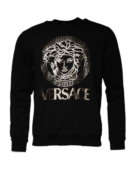 Versace Black Medusa Fleece Men Crew Neck Sweatshirt Sweater - Hilstor