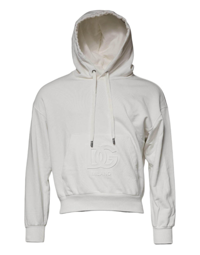Dolce & Gabbana White Logo Hooded Pullover Men Sweatshirt Sweater - Hilstor
