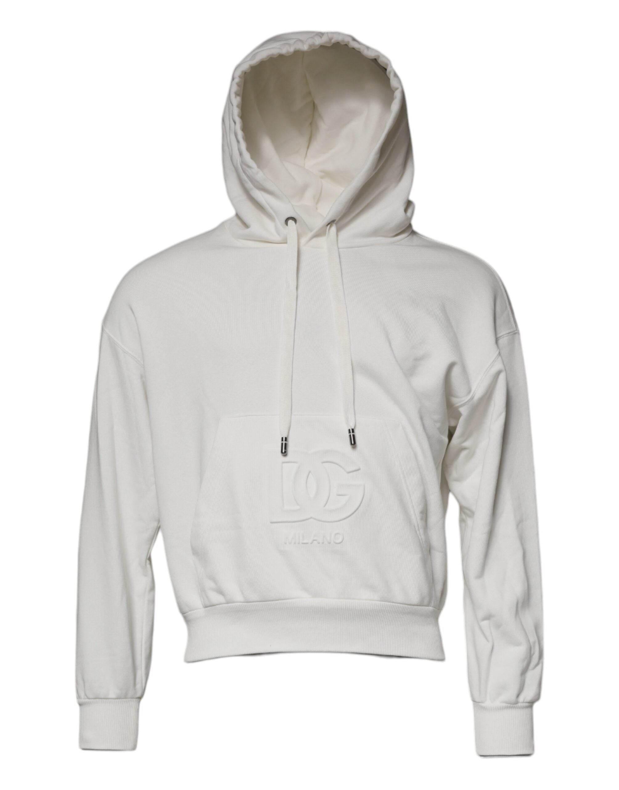 Dolce & Gabbana White Logo Hooded Pullover Men Sweatshirt Sweater - Hilstor