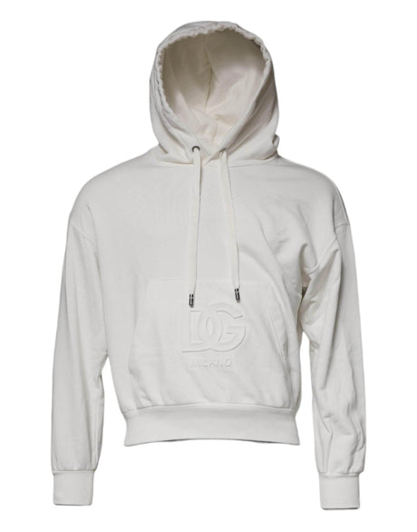 Dolce & Gabbana White Logo Hooded Pullover Men Sweatshirt Sweater - Hilstor