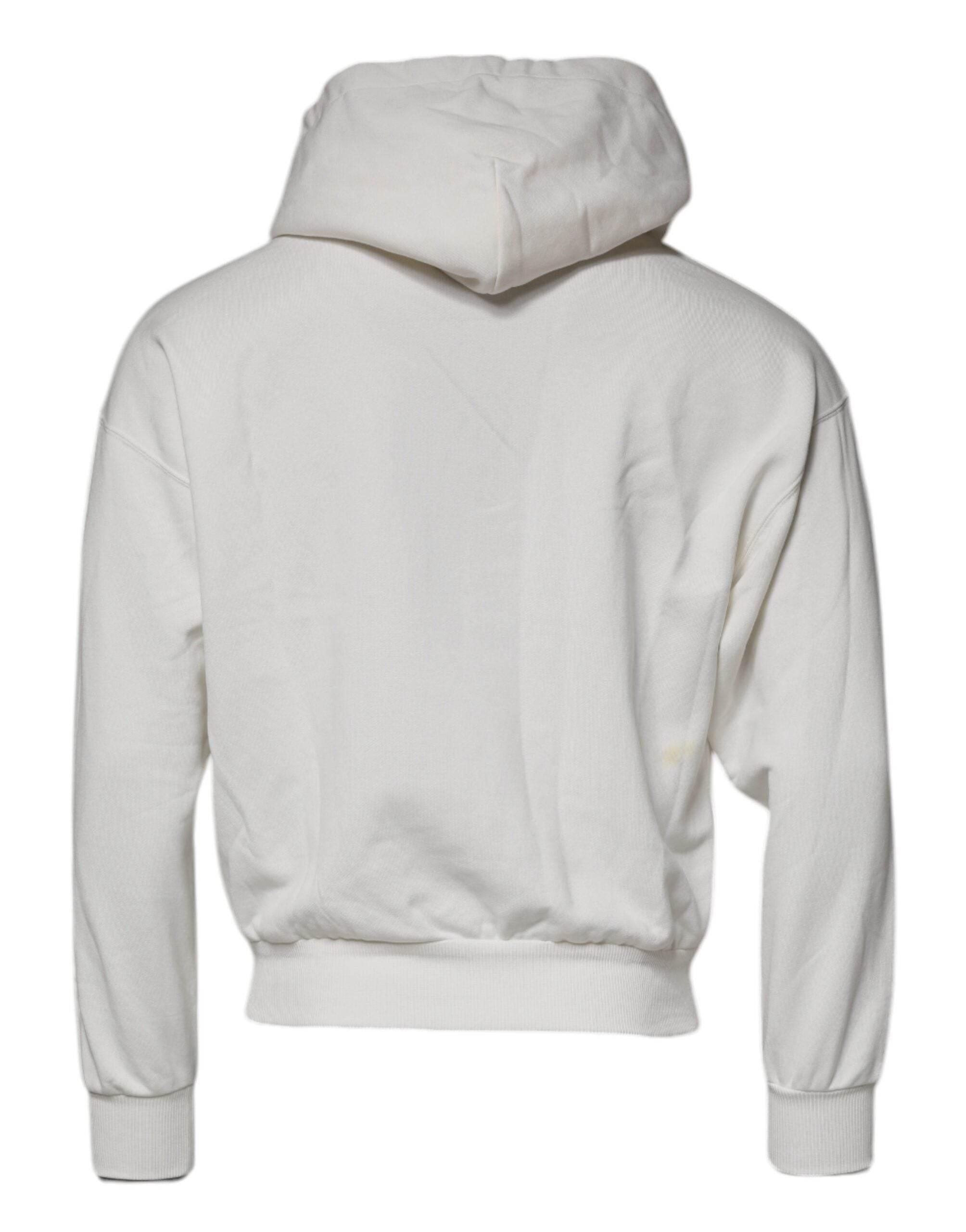 Dolce & Gabbana White Logo Hooded Pullover Men Sweatshirt Sweater - Hilstor