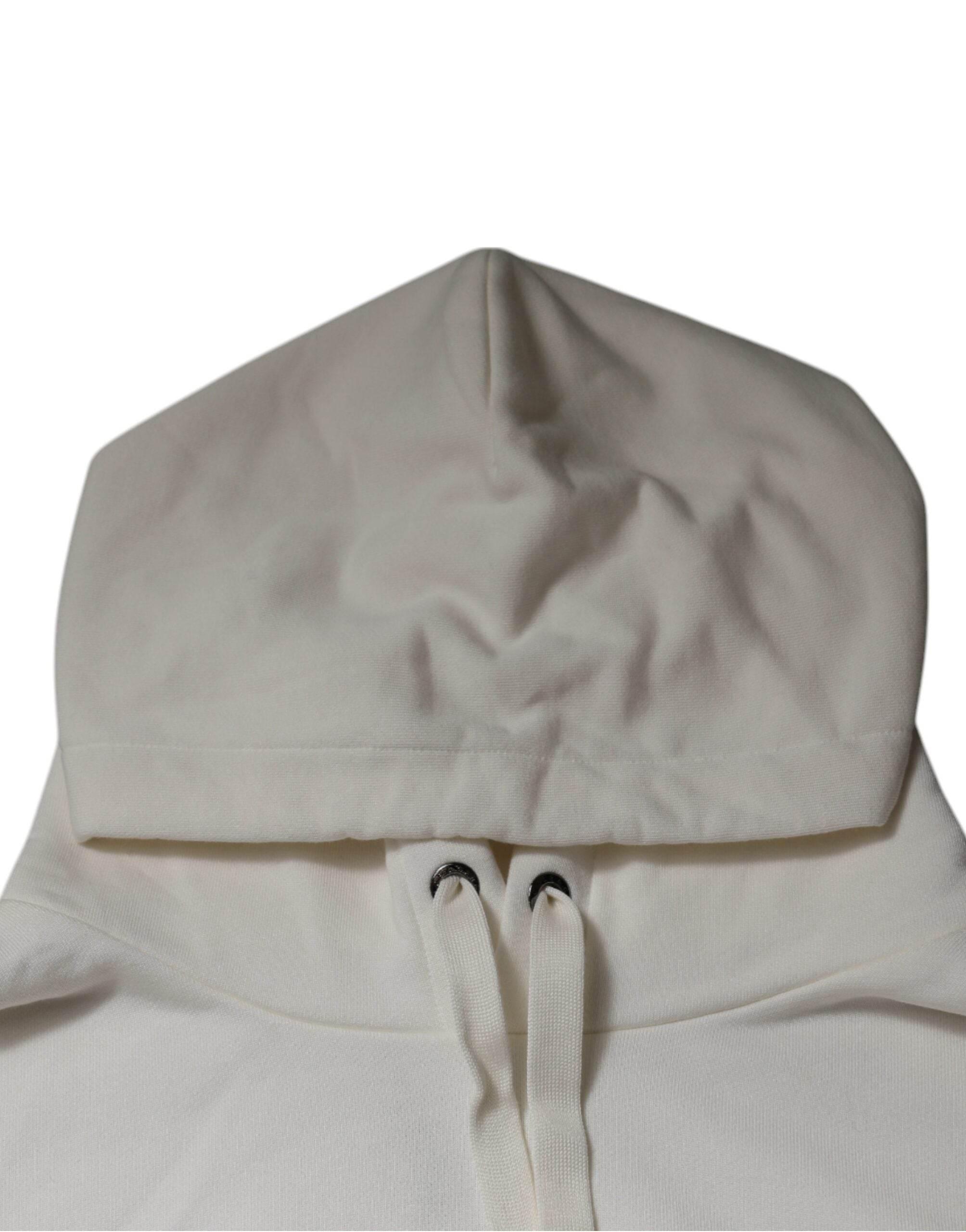 Dolce & Gabbana White Logo Hooded Pullover Men Sweatshirt Sweater - Hilstor