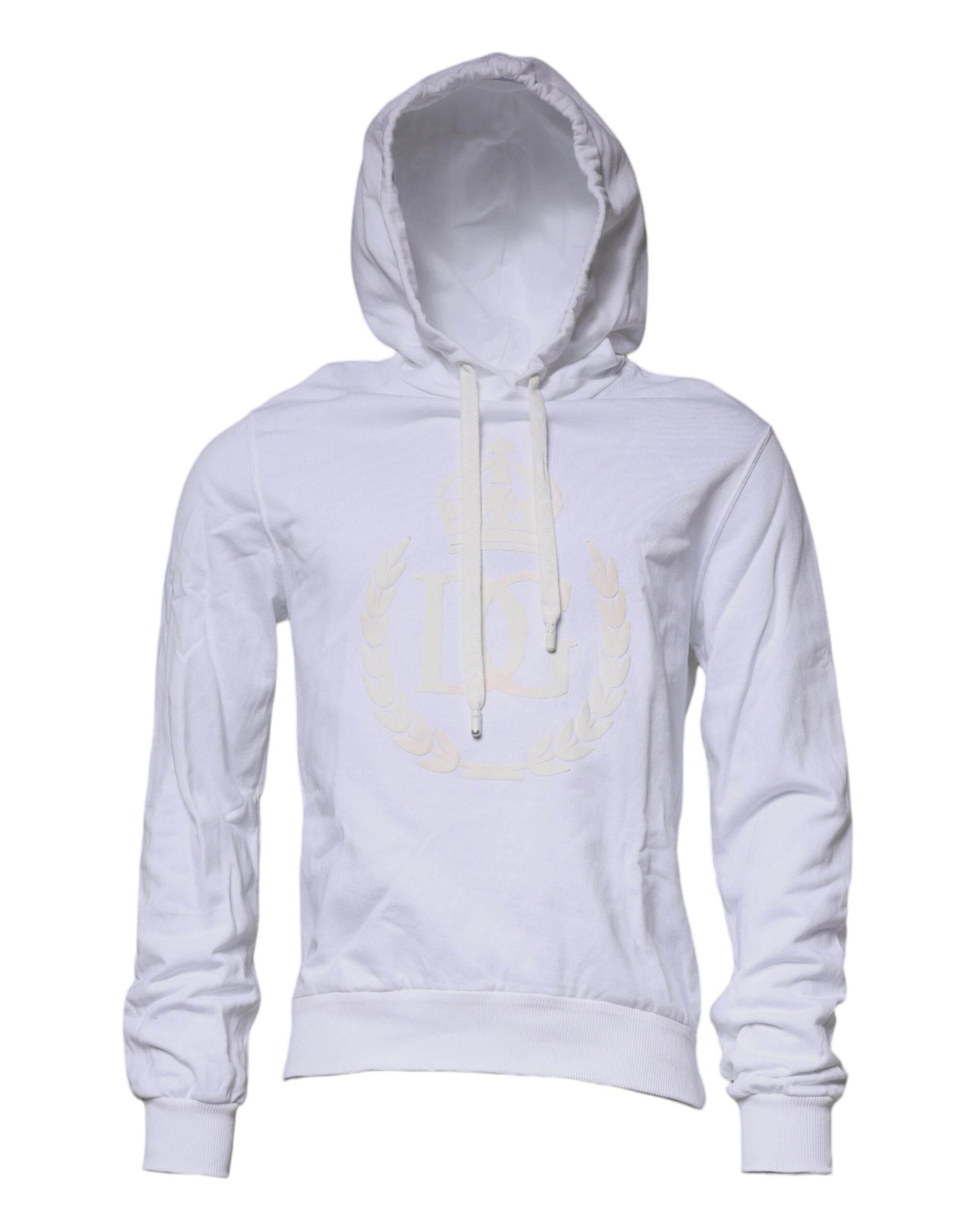 Dolce & Gabbana White Logo Hooded Pullover Sweatshirt Sweater - Hilstor