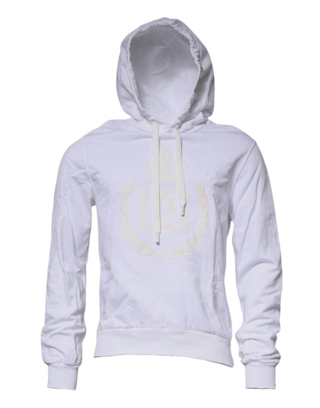 Dolce & Gabbana White Logo Hooded Pullover Sweatshirt Sweater - Hilstor