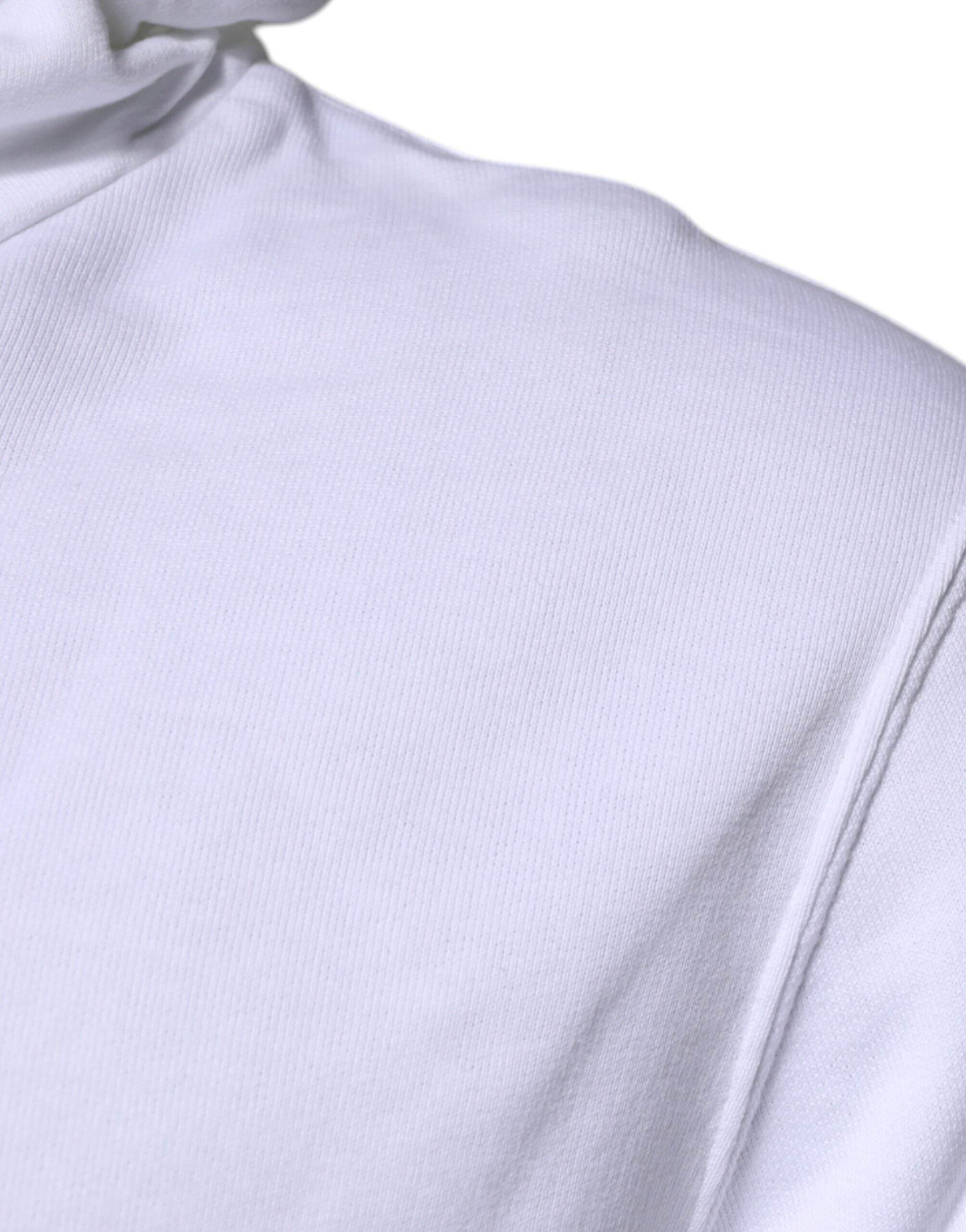 Dolce & Gabbana White Logo Hooded Pullover Sweatshirt Sweater - Hilstor