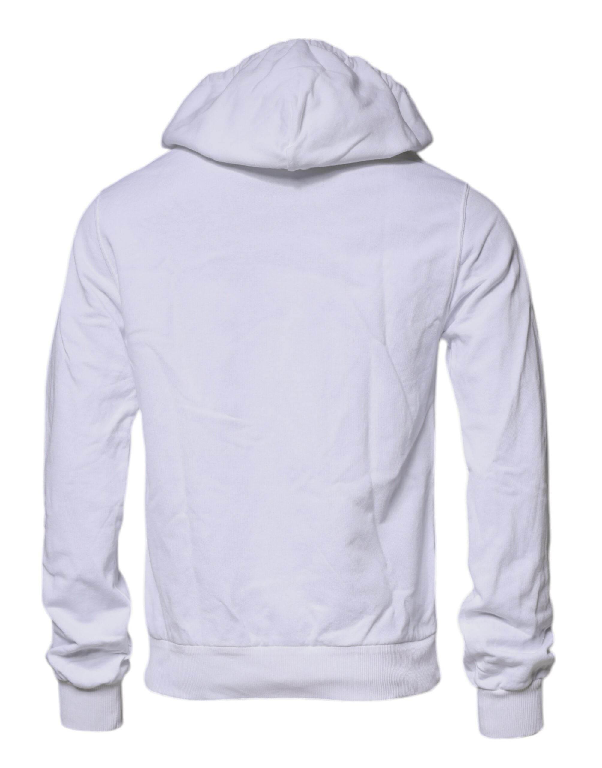 Dolce & Gabbana White Logo Hooded Pullover Sweatshirt Sweater - Hilstor