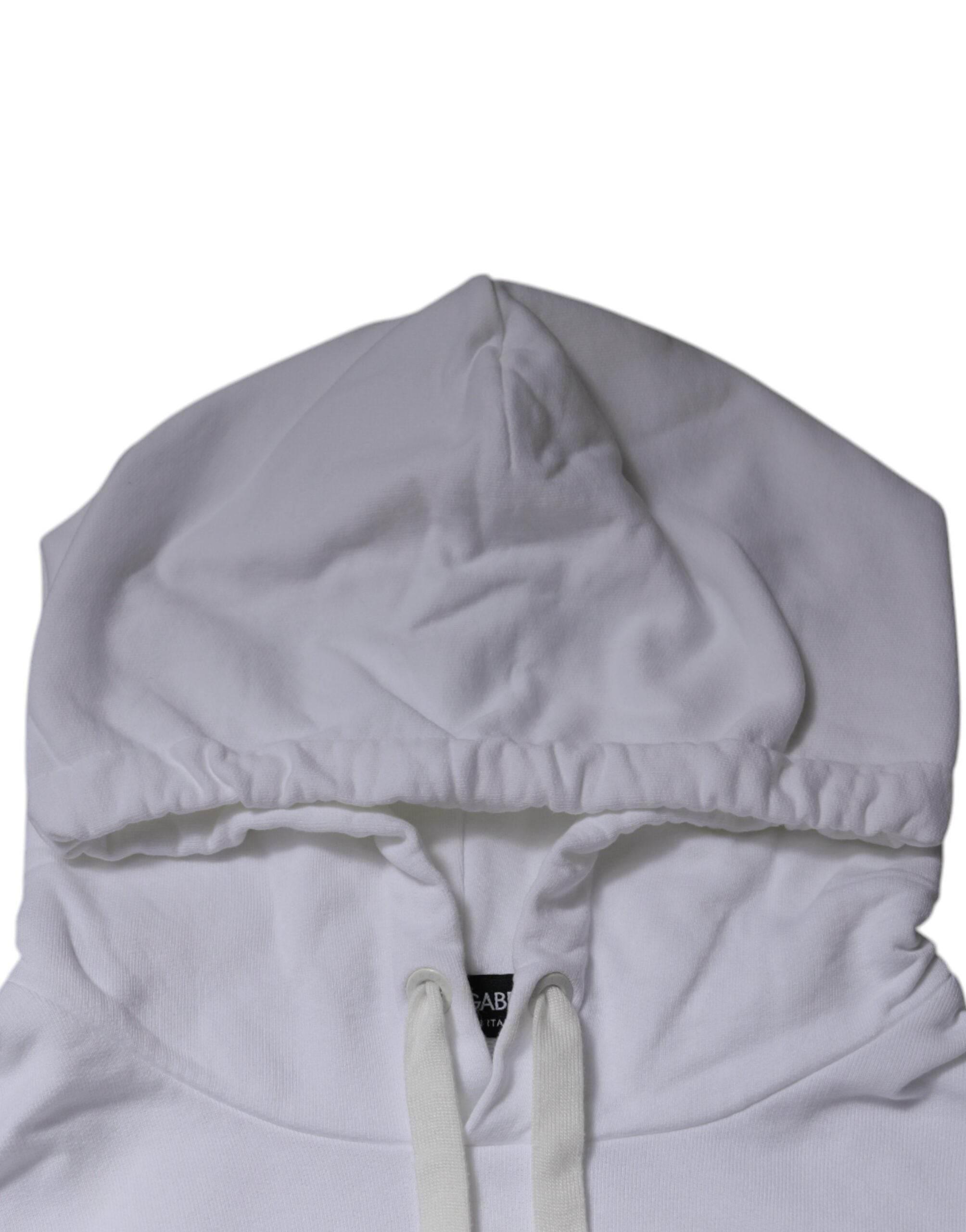 Dolce & Gabbana White Logo Hooded Pullover Sweatshirt Sweater - Hilstor