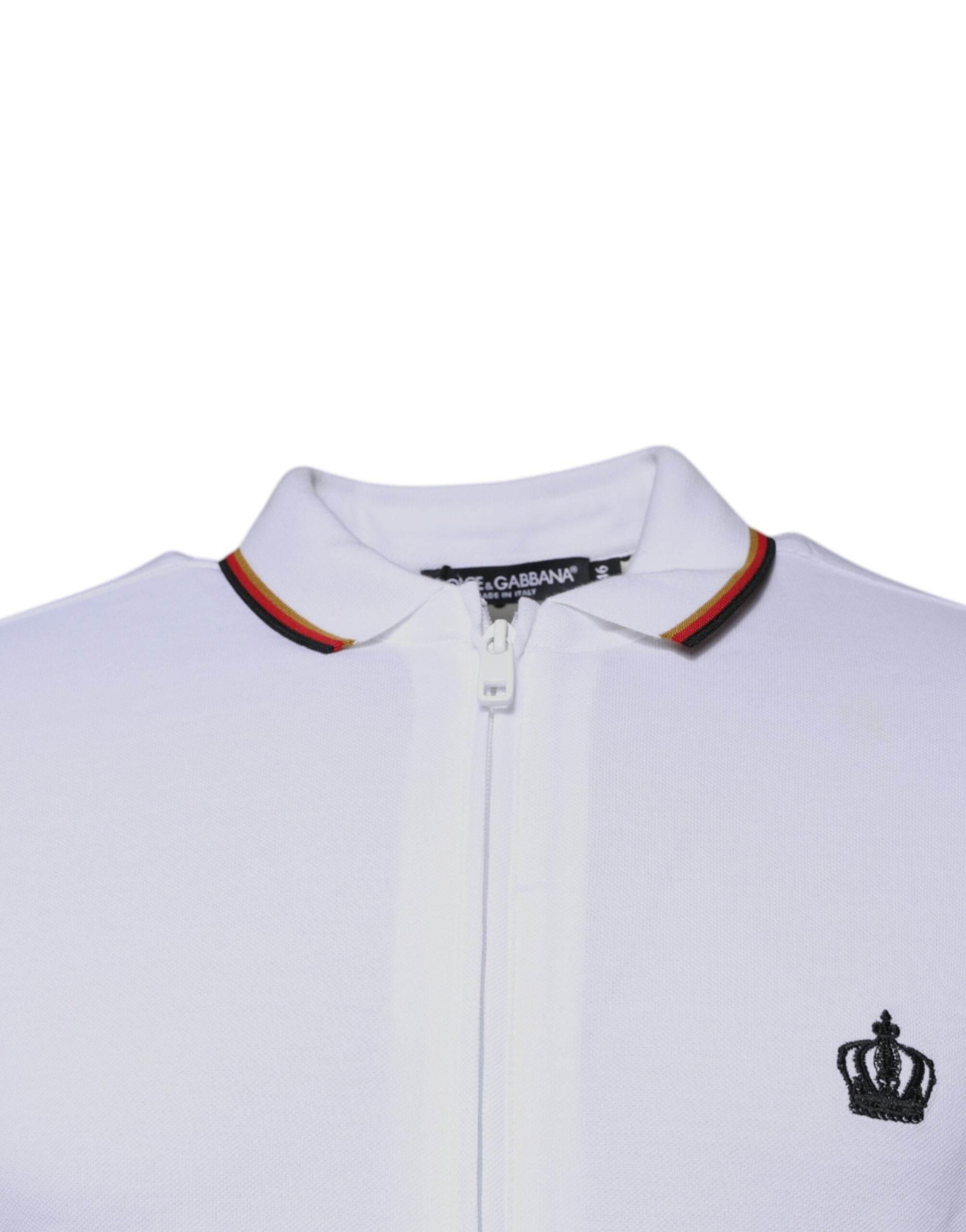 Dolce & Gabbana White Crown Men Full Zip Sweatshirt Sweater - Hilstor