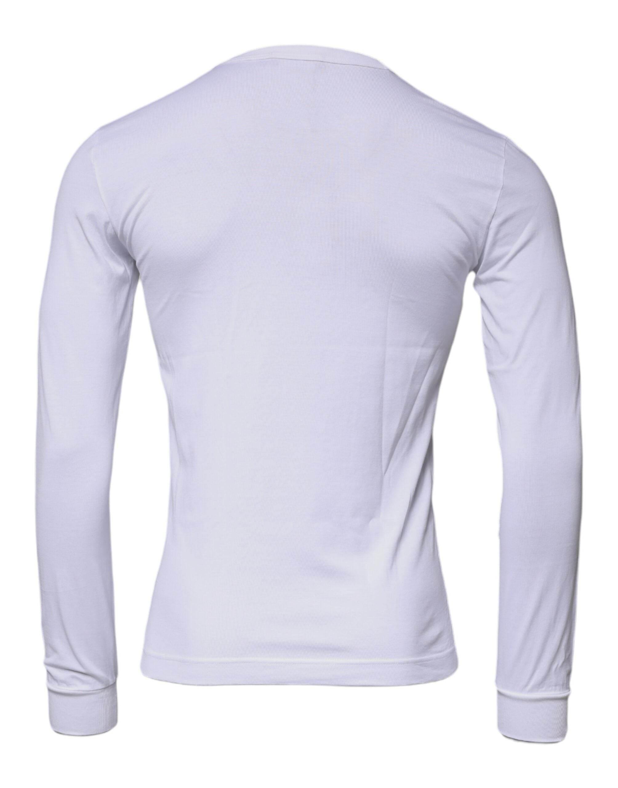 Dolce & Gabbana White Crown Crew Neck Cotton Pullover Sweater - Hilstor